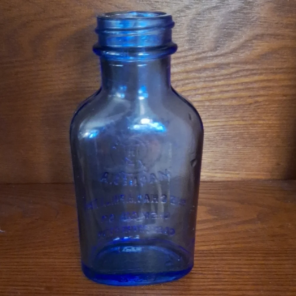 Blue Glass Milk of Magnesia Bottle